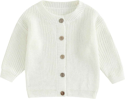 FOMOYUU Strickjacke für Kleinkinder und Neugeborene, Mädchen, langärmelig, Knopfleiste, Sweatshirt, Jacke, Herbst-Outfits