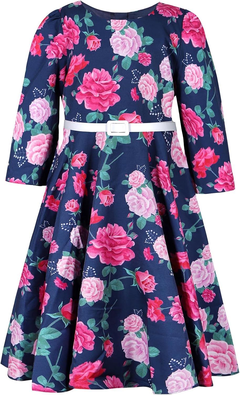 BONNY BILLY Mädchen Kleider Vintage Blumen Festlich Hochzeit Elegant Kinder Kleid mit Gürtel