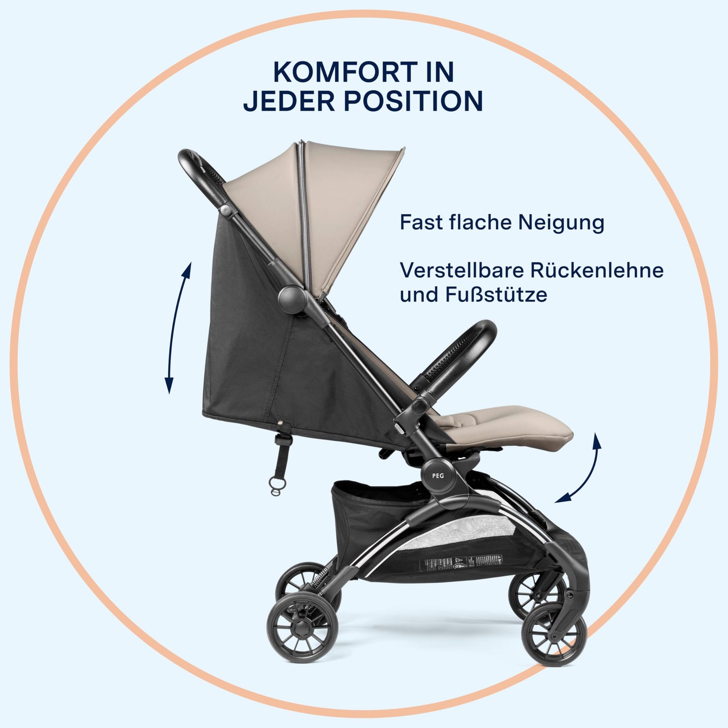 PEG Leichter Buggy Volo mit Regenschutz, Handgepäckgröße, Flugzeuggeeignet, Kompakt, Ab Geburt bis 22 kg, Reisetasche Inklusive, Malva