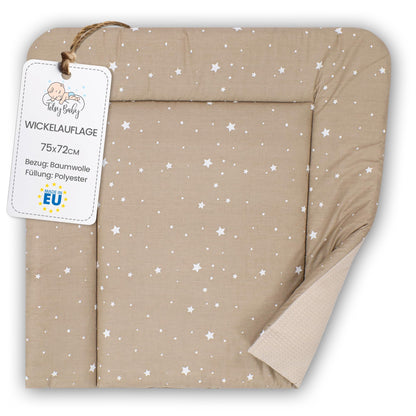 Wickelauflage Wickelunterlage aus Baumwolle 75x72 cm - Weich und waschbar Wickelunterlage für Babys Wickelmatte aus Stoff für Wickeltisch Wickelkommode oder Waschmaschine 75 x 72 Wilde Rose