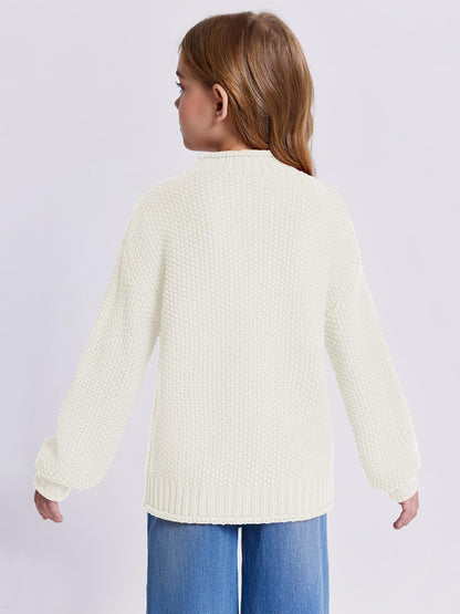 Wenrine Mädchen Pullover Winter Rollkragen Strickpullover Langarm Gestrickt Casual 5-14 Jahre