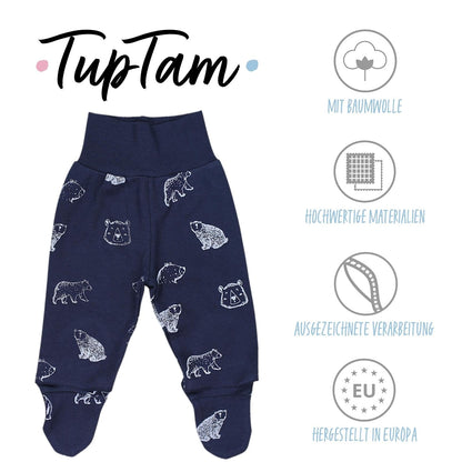 TupTam Pumphose Baby Jungen mit Fuß 3er Pack – Weiche Baby Hose aus Baumwolle mit Komfortbund