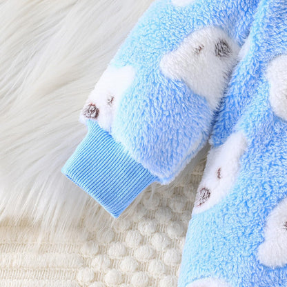 Yanmucy Newborn Baby Winter Romper with Hood Cartoon Bear Baby Snowsuit Warm Fleece Zip Baby Girl Boy Jumpsuit 0-18 Months
