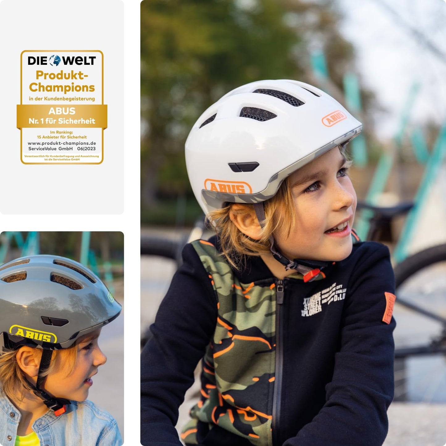 ABUS Smiley Kinderhelm 3.0 LED - Fahrradhelm für Kleinkinder mit tiefer Passform - kindgerechte Designs - Platz für Pigtail - Unisex