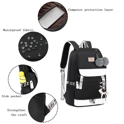 Schulrucksack Mädchen Schulranzen mit Ergonomischem Design Schultasche Campus Backpack Nylon Wasserdicht Daypacks Damen Freizeitrucksack Teenager Rucksäcke Modisch Schule Bag