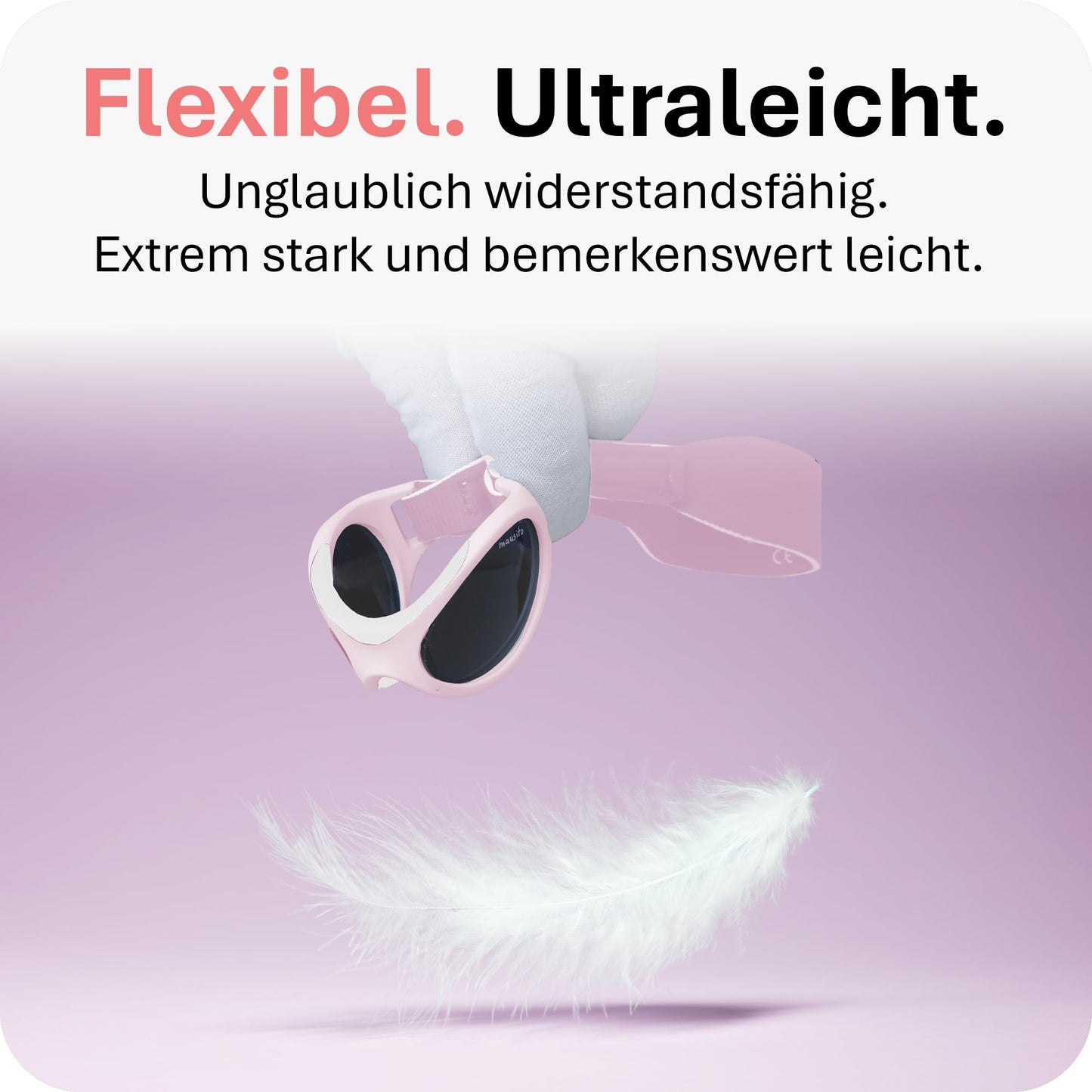 Mausito BABY Sonnenbrille 0-18 Monate Mädchen I VERGLEICHSSIEGER Sonnenbrille Baby 100% UV-Schutz I BIEGSAM & verstellbares Band I Schadstofffrei I Europäisches Design für Kinder gemacht