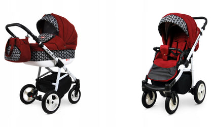 BabyLux® Kinderwagen Set 4 in 1 - Alu Way - incl. Babywanne, Buggy Sportsitz, Auto-Babyschale, ISOFIX-Basisstation - Autositz - Kinderwagenset - Kombikinderwagen mit Wickeltasche usw.