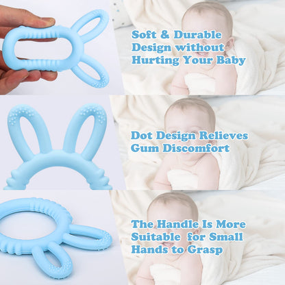 Beißring für Babys, BPA - frei Baby Beißring Spielzeug, Baby Nom Zahnungshilfe für Babys ab 3 Monate - Beissring für Babys in Blau