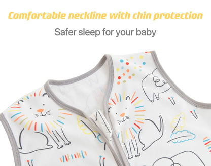 Chilsuessy Summer Baby Sleeping Bag, Small Children’s Sleeveless Pyjamas for Summer and Spring, 100 % Cotton