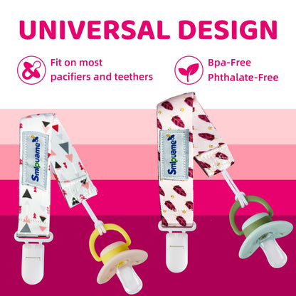 Smlpuame Baby Schnullerkette Mädchen Junge,6 Stück BPA-Frei Schnullerband Stoff Mädchen Junge,Schnuller Kette Nuckelkette Passen Die Meisten Schnuller und Beißspielzeug,Dummy Clips für Baby (Tier)