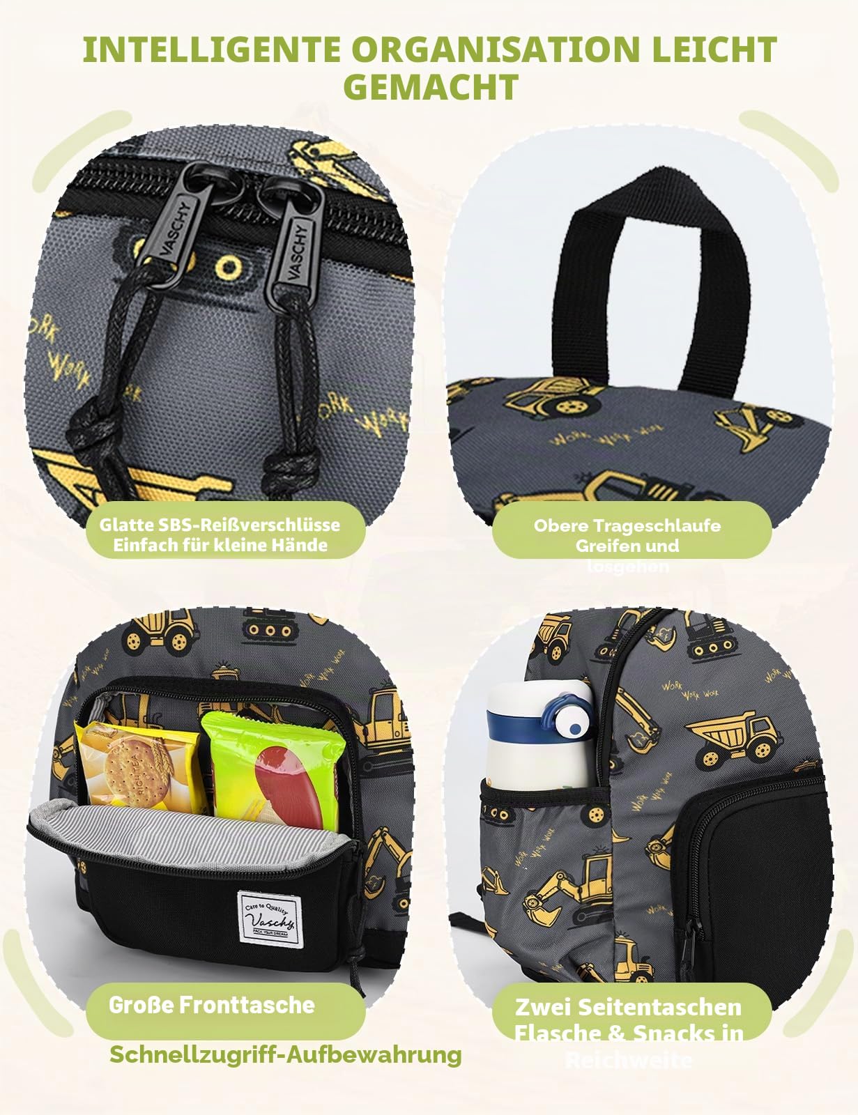 Rucksack für Mädchen, 4-6 Jahre, Schulrucksack mit Seitentaschen und Brustgurt, 127-Einhorn, one size, Niedlich