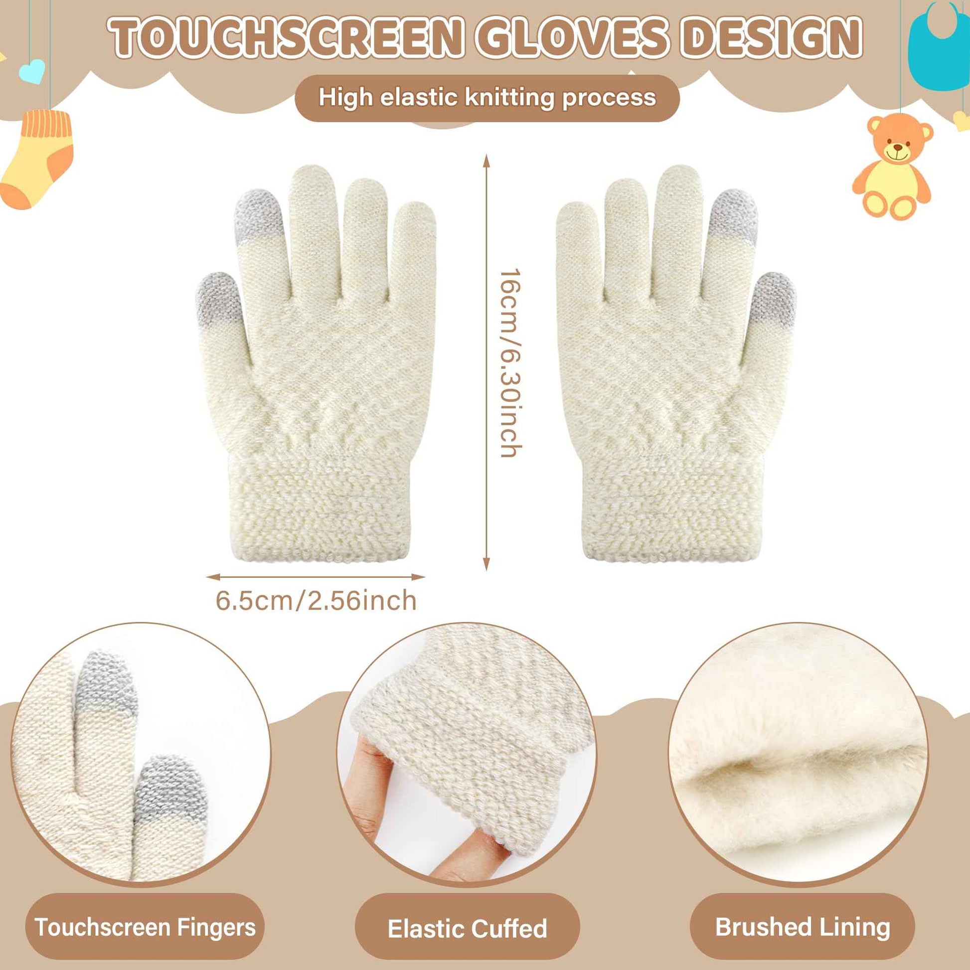 Children's Winter Hat Loop Scarf Touchscreen Gloves Set 2 3 4 5 6 7 Years Toddler Winter Hat Beanie Tube Scarf Knitted Pom Hats Gift Girls Boys