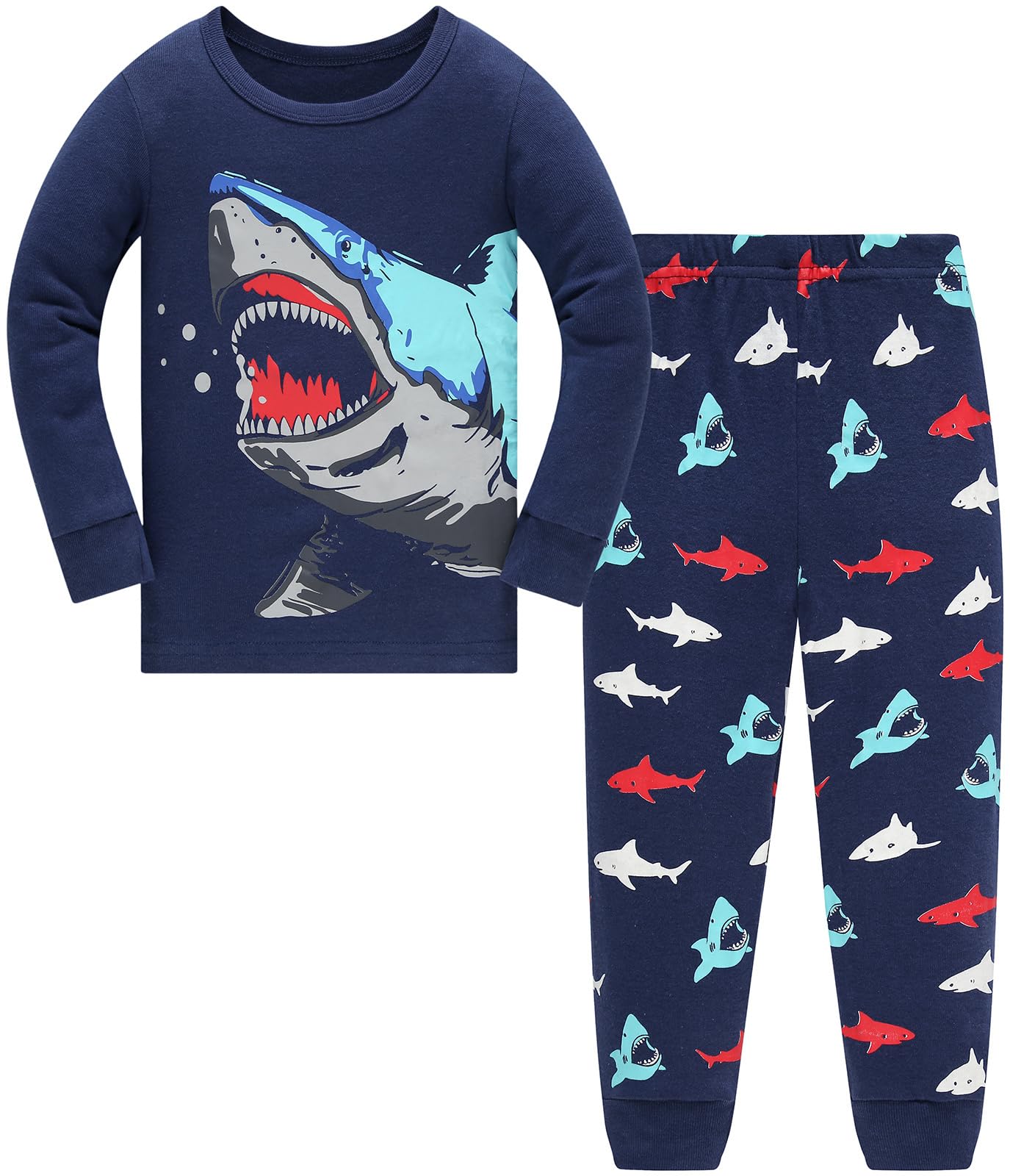 Jungen Pyjamas Dinosaurier Kinder Nachtwäsche Langarm Baumwolle Winter Weihnachten Pyjama Set Größe 92-152, 1-12 Jahre