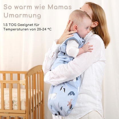Yukkidds Baby Summer Sleeping Bag, 100% Cotton, 0.5 Tog, beige elephant, 0 - 6 months