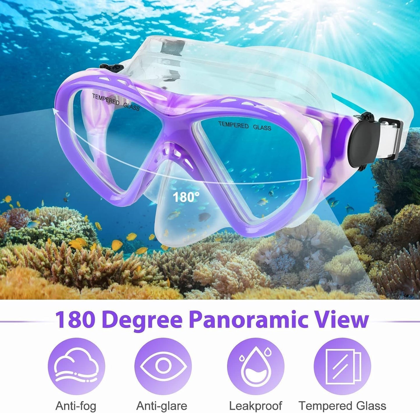Schnorchelset Kinder - Taucherbrille Kinder mit Schnorchel Anti Leck Anti Fog HD Tauchmasken Dry Schnorchel für 4-13 Jahren Jungen Mädchen