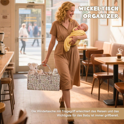 Wickeltisch Organizer, Baby Wickeltisch Organizer, Wickeltasche mit Fächern und Griffen, Neugeborenes Baby Essentials, Geschenkkorb für Wickelkinder, Aufbewahrungskorb für Wickeltisch
