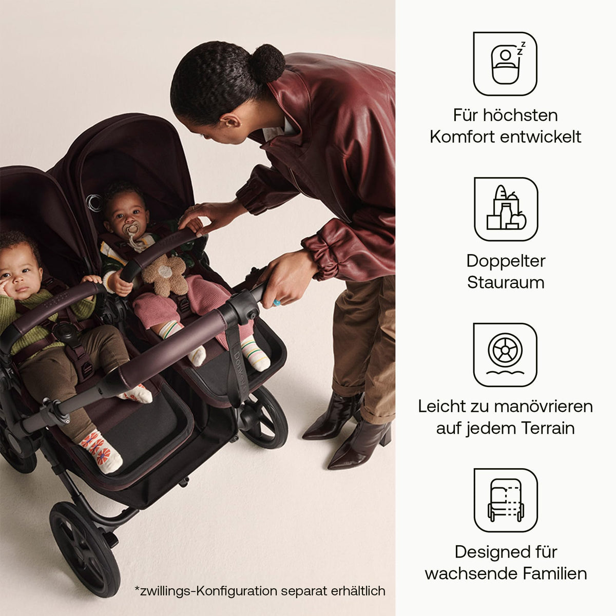 Bugaboo Donkey 6 Single, 2-in-1-Kinderwagen, für Neugeborene & Kleinkinder | umbaubar zum Doppel- und Zwillingskinderwagen, doppelter Stauraum und komfortable Einhand-Lenkung, Heritage Black Meloni2