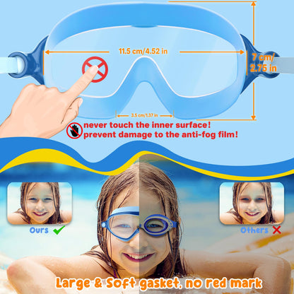 COOLOO Schwimmbrille Kinder, 2 Stück Taucherbrille Kinder 4-14 Jahre Anti-Beschlag, UV-Schutz, KEIN Auslaufen verstellbare Silikon-Schwimmbrille für Kinder, Mädchen, Jungen