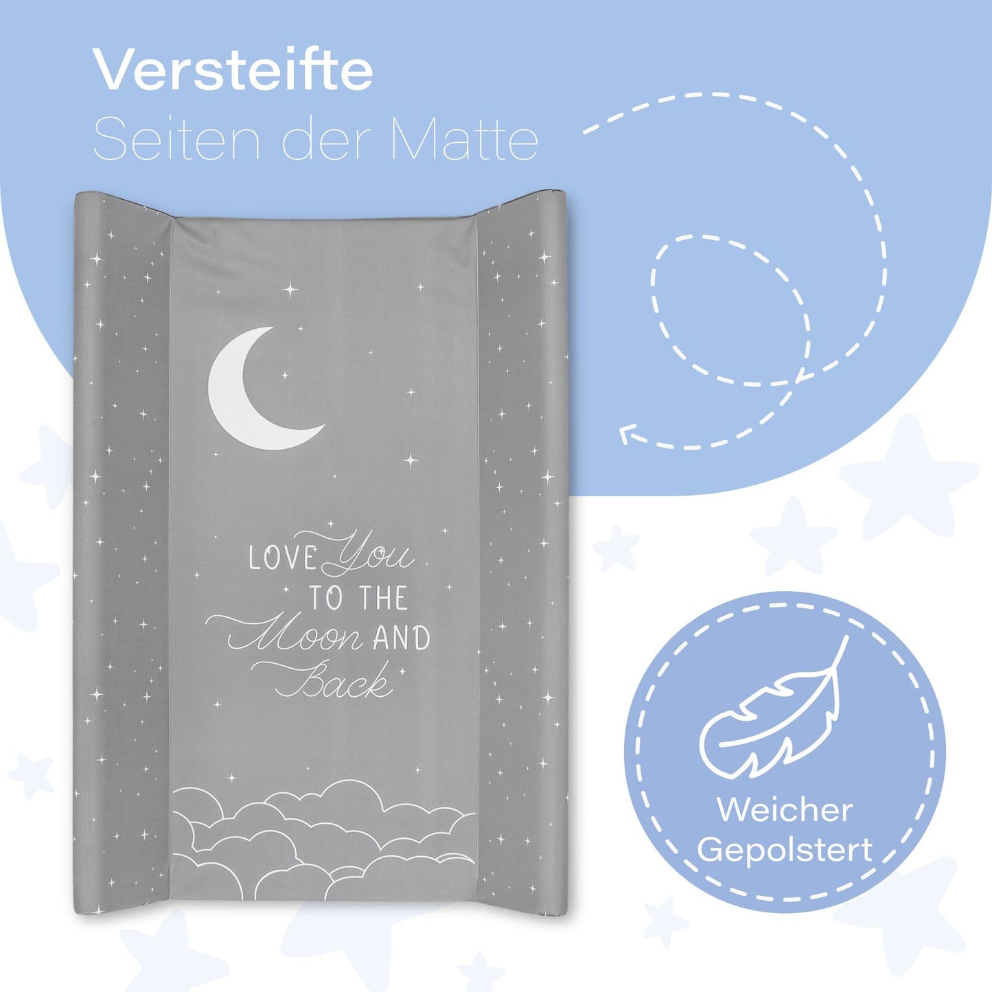 Wickelunterlage Wickelauflage Keil 70x47 cm - Wickeltischauflage für Babys abwaschbare und wasserdichte Wickelmulde ideal für Babybett und Wickeltisch Kaninchen Motiv