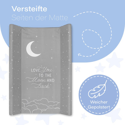 Wickelunterlage Wickelauflage Keil 70x47 cm - Wickeltischauflage für Babys abwaschbare und wasserdichte Wickelmulde ideal für Babybett und Wickeltisch Kaninchen Motiv
