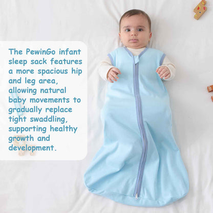 PewinGo Baby Sleeping Bag, 0.5 Tog, 2 Pieces, Made of 100% Cotton, for Newborns 0-6 Months, Double Zip, Soft & Breathable, Machine Washable (Beige)