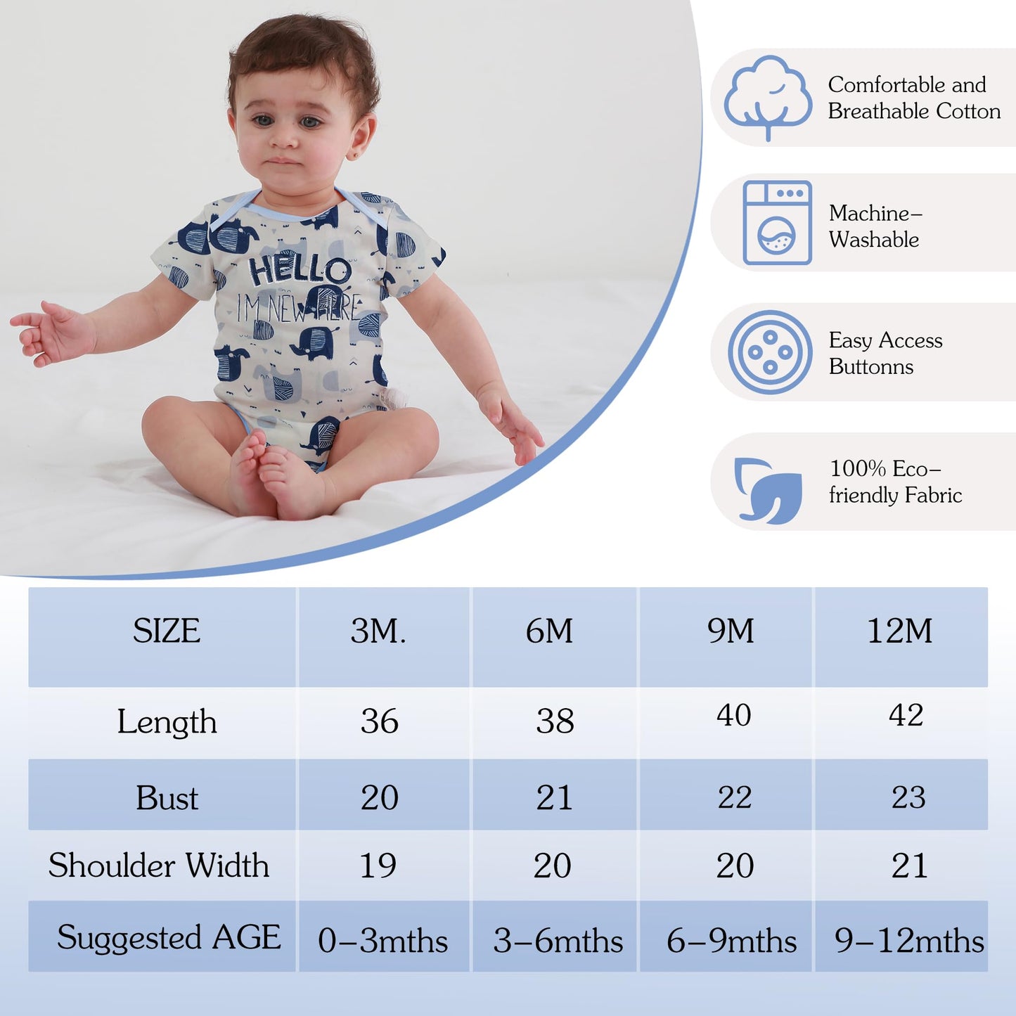 3tlg Babykleidung Set Baby Jungen Mädchen Kleidung Outfit Kurzarm Body Strampler + Hose Neugeborene Kleinkinder Weiche Babyset