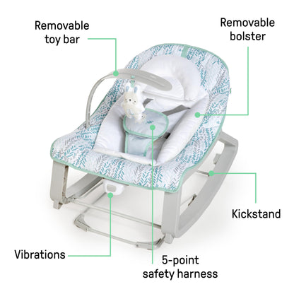 Ingenuity, Keep Cozy 3 in 1 Grow with me Wippe Weaver mit Vibrationen, 2 Liegepositionen und 3 Wippfunktionen, mehrfarbig