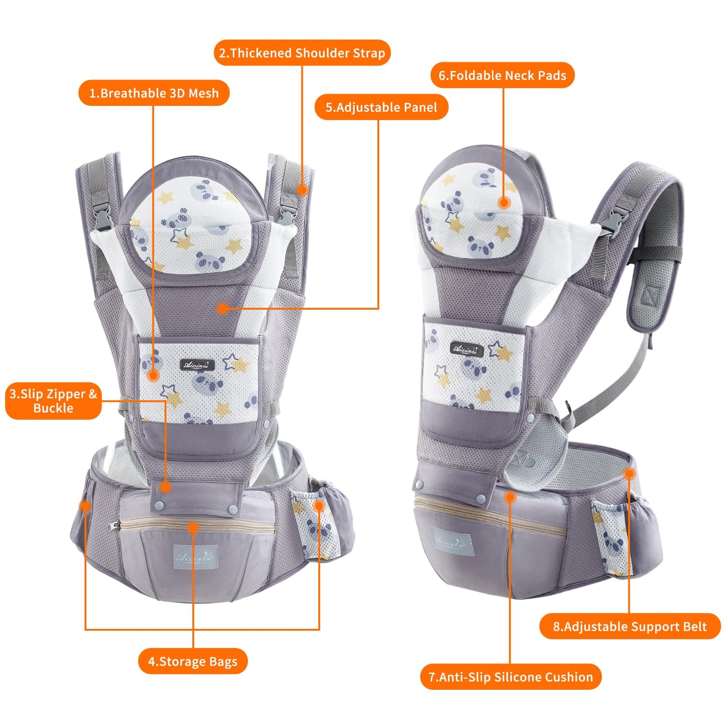 IULONEE Babytrage Baby-Tragetasche Babytrage Neugeborene Ergonomische Babytrage Einfach Anzuziehen Babytrage Hüftsitz Baby Tragegurt Babytragetuch Ideal Für Freihändiges Elterndasein (Grau)