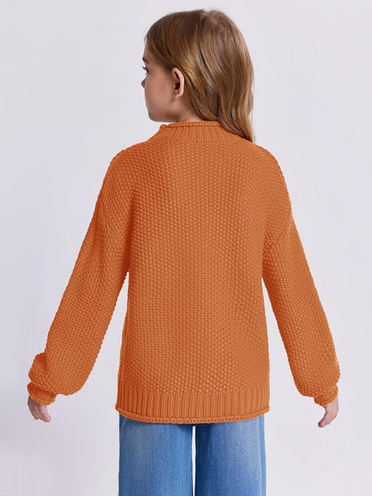 Wenrine Mädchen Pullover Winter Rollkragen Strickpullover Langarm Gestrickt Casual 5-14 Jahre