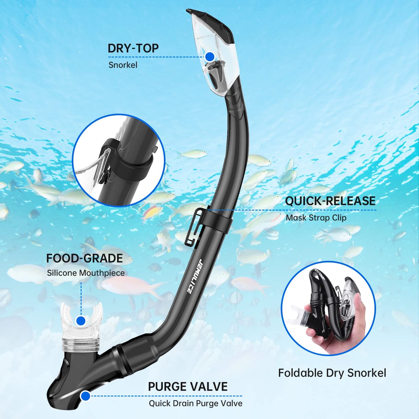 JEMULICE Taucherbrille Kinder, Schwimmbrille Kinder Schnorchelmaske für Jungen Mädchen, Tauchmaske mit Nasenabdeckung 180°Panorama HD Anti Nebel Anti-Leck Schwimmmaske für Kinder 4-16 Jahre