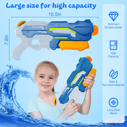 Wasserpistole Kinder – 1200ML Wasserspritzpistole mit 8–10m Reichweite, Outdoor Spielzeug für Sommer, Strand, Pool & Garten – Wasserblaster große reichweite für Jungen & Mädchen (Rot)