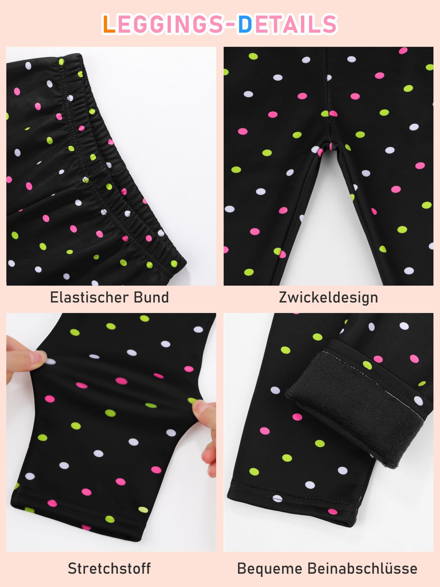 Ruisita 2 Pack Girls Winter Leggings Warm Thick Fleece Lined Leggings for Kids Ankle Length Printed Stretch Pants