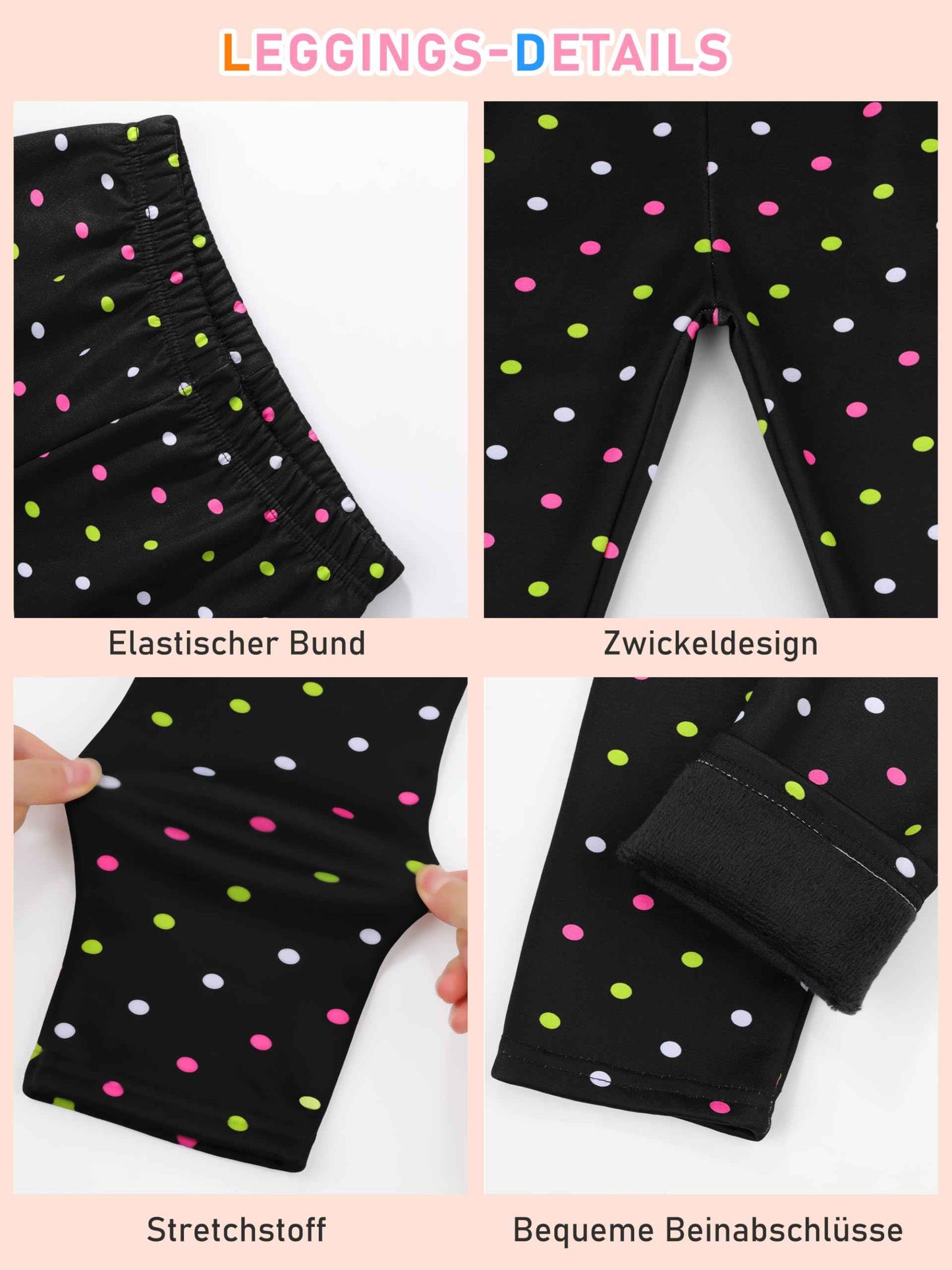 Ruisita 2 Pack Girls Winter Leggings Warm Thick Fleece Lined Leggings for Kids Ankle Length Printed Stretch Pants