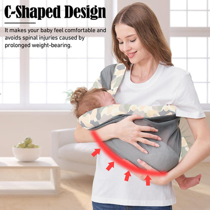 IULONEE Tragetuch Baby Babytrage Neugeborene Ab Geburt Verstellbare Babytrage Auf Einer Schulter Ergonomische Praktische Babytrage Tragbar Baby Tragegurt Für Babys Von 3 Bis 36 Monaten (Grau)