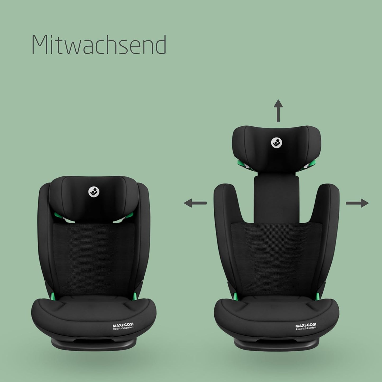 Maxi-Cosi RodiFix S Comfort i-Size, atmungsaktive bequeme Stoffe, verstellbarer Kindersitz, 3,5–12 Jahren (100–150 cm), 3-fach verstellbar, G-Cell Schutz, AirProtect, Authentic Black - Meloni2