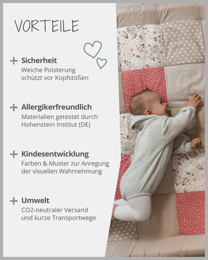 ULLENBOOM Krabbeldecke für Baby 80x80 cm, Outdoor-geeignet, 100% OEKO-TEX Materialien, Made in EU, Weich gepolstert, Eukalyptus - ideal als Spieldecke Baby - Meloni2