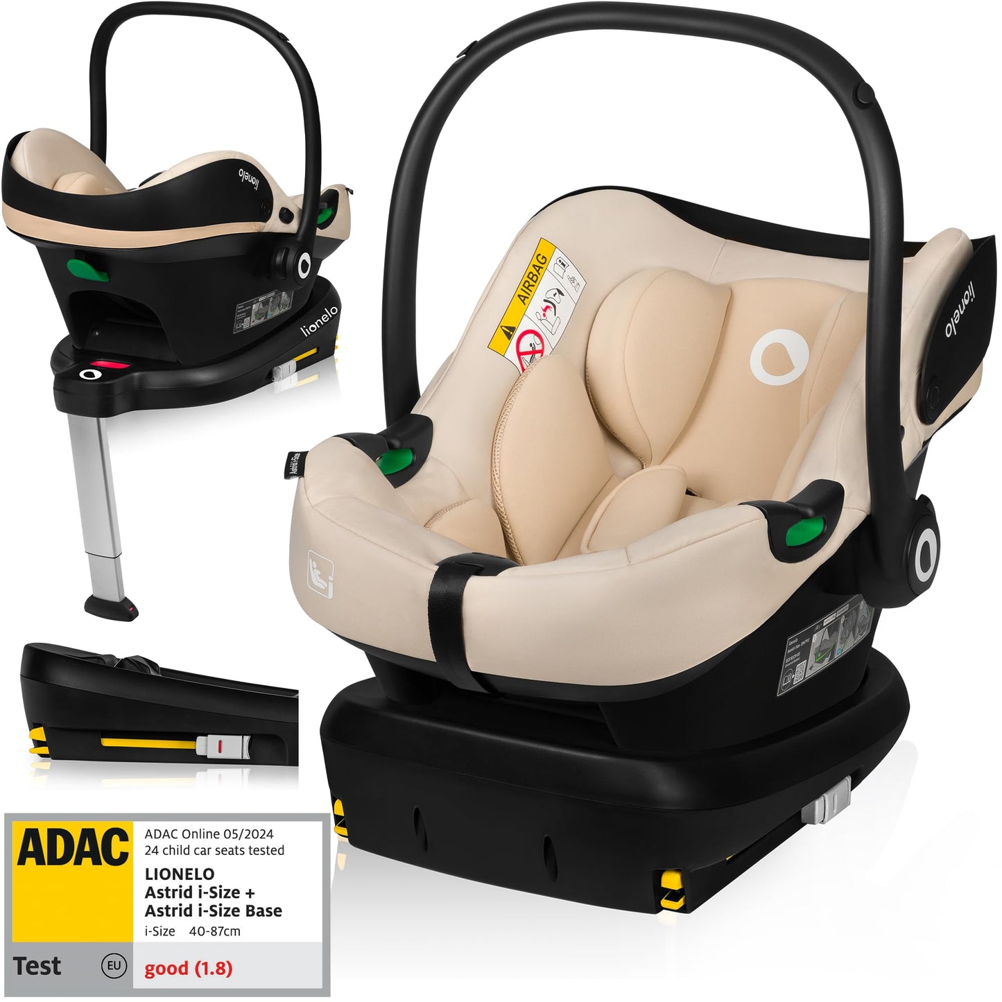LIONELO ASTRID i-Size Baby Autositz 40-87 cm, Babyschale Gruppe 0+, Rückwärtsgerichtete Montage, 3-Punkt-Sicherheitsgurt Seitenschutz, Sitzeinlage Dri-Seat - Meloni2