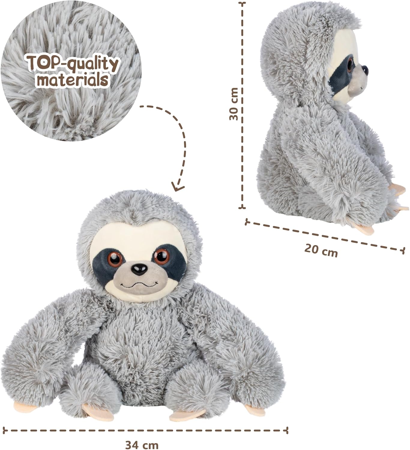 Fancy Faultier Kuscheltier 30 cm Kuschel Faultier Plüsch Sloth Stofftier Plüschtier Süß Plush lustige Geschenk für Kinder und Erwachsene, Mädchen und Jungen