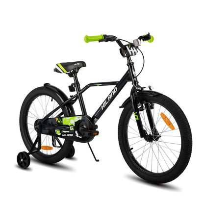Hiland 12/14/16/20 Zoll Kinderfahrrad, Jungen Fahrrad für 3-10 Jahre, mit Stützrädern, Kinderfahrrad mit Handbremse und Rücktrittbremse, Schwarz/Grün/Blau/Orange - Meloni2