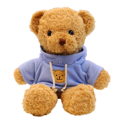 TROYSINC Teddy Bear Soft Fur Teddy Bear with Hood Paw Print Plush Toy Cuddly Toy Stuffed Toy Gift (Red, 30 cm)