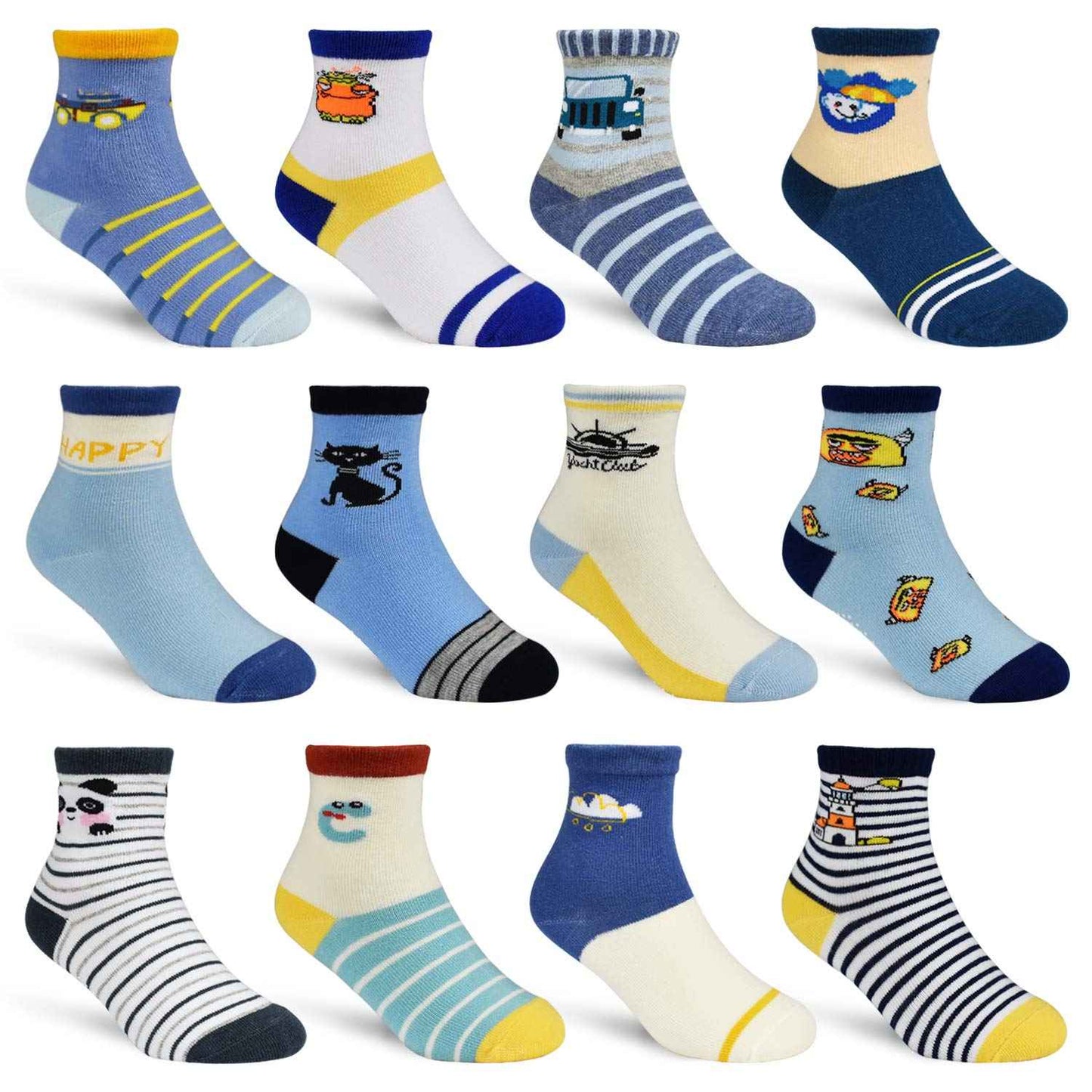 HYCLES Baby ABS Socks Children 0-7 Years 12 Pairs Stopper Socks Children Non-Slip Socks Child Boys Girls 23-26 27-30 Toddler Socks Baby