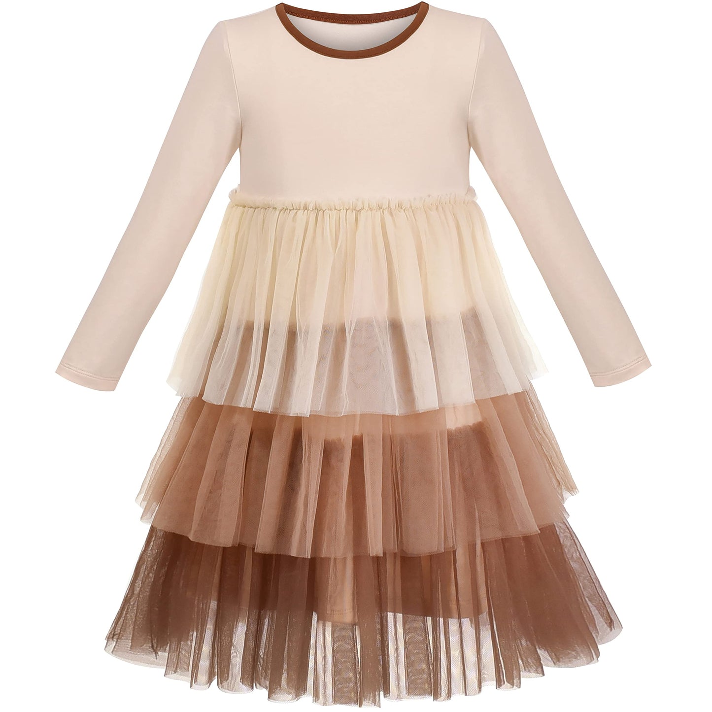 Girls' Long-Sleeve Tutu Skirt Tie Party Size 110–146