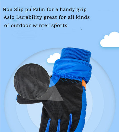 FAYHIJUN Children's Winter Snow Gloves Ski Gloves for 1-13 Years Girls Boys PU Palm Waterproof Windproof Warm Fleece Winter Gloves Cycling Gloves