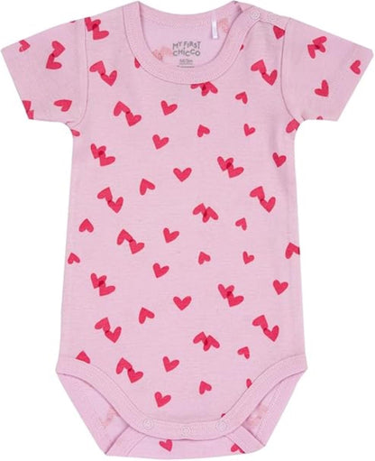 Chicco, Body für Neugeborene, Set aus 5 Kurzarm-Bodys aus 100% Baumwolle, Baby Jungen und Mädchen 0-24 Monate, Designed in Italy