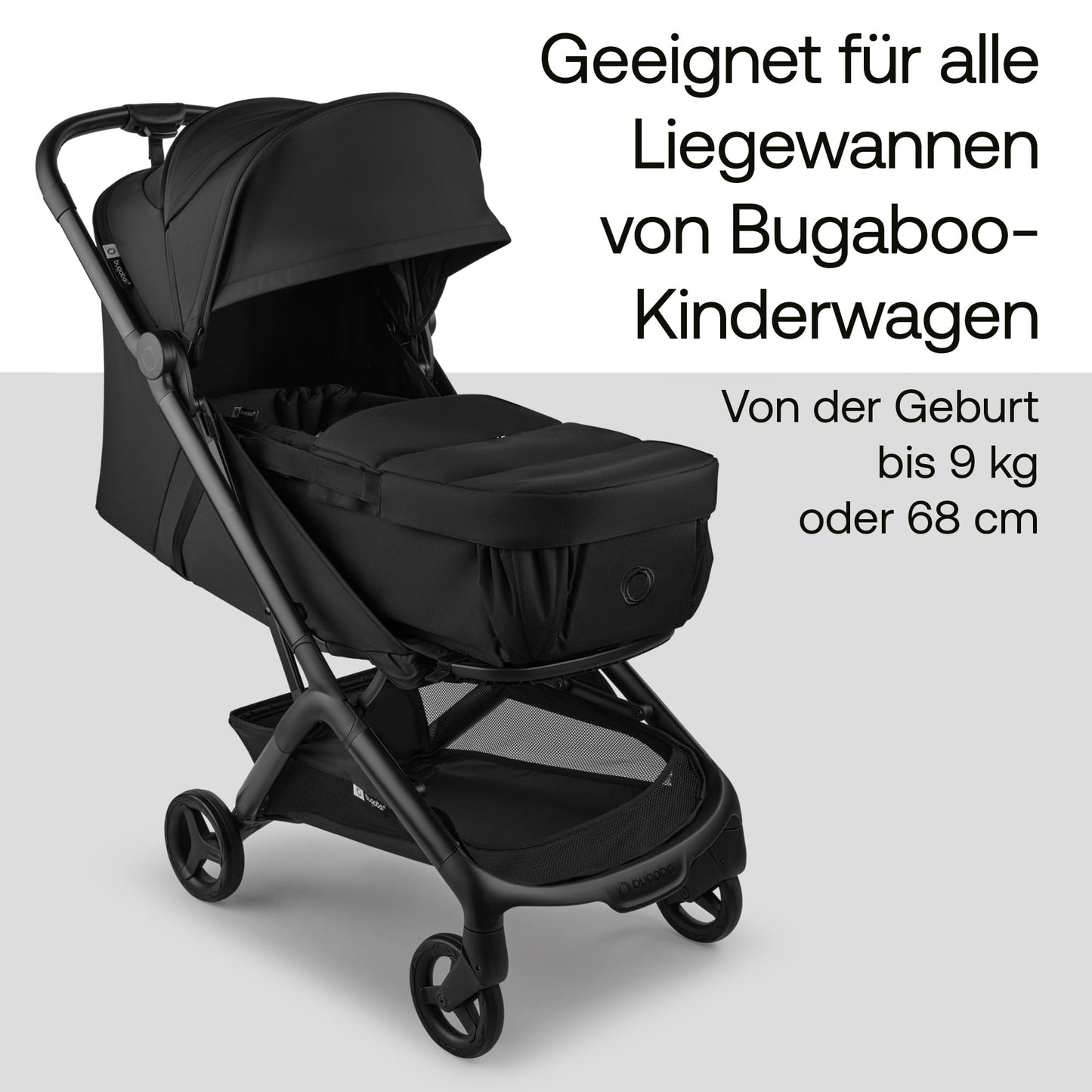 Bugaboo Babynest, tragbare Liegewanne mit Tragegurten Kinderwagen geeignet, entfalbar zu Einer Baumwollmatratze & Spielmatte, Flache Liegeeinheit ab Geburt – Desert Taupe