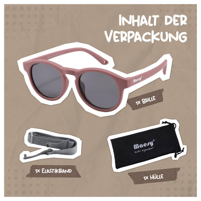 Maesy Kinder Sonnenbrille für Kleinkind und Baby - 1-3 Jahre - UV400 Polarisierter Schutz - Flexibler und Biegsamer Rahmen - Verstellbares Gummiband - Sichere und Bequeme Kindersonnenbrille - Bowi