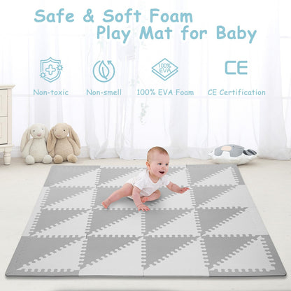 Funsland Krabbelteppich für Baby, Rutschfeste Baby Spielmatte Schadstofffrei 127x127cm, Baumwolle Tier Krabbelmatte Baby Faltbar mit Einem Höhenlineal, Kinder Spielmatte für Innen/Außen/Zaun