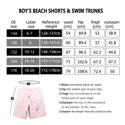MEILONGER Badehose Jungen Badeshorts Schnelltrocknend Boardshorts mit Netzfutter Taschen und Verstellbarem Tunnelzug