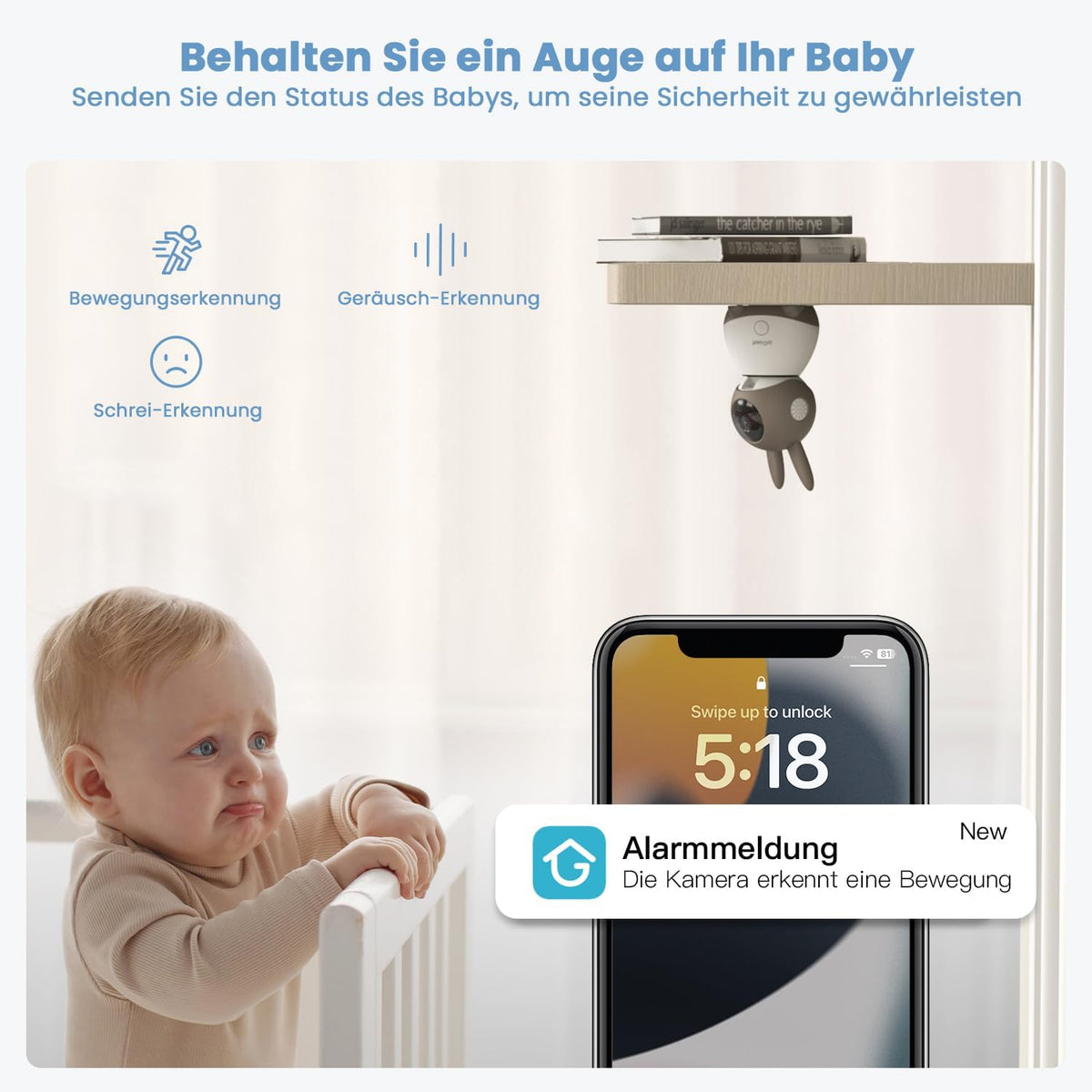 ieGeek Babyphone mit Nachtsicht - 2K 5" WLAN PTZ Kamera für rundum Sicherheit