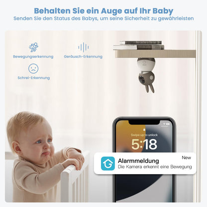 ieGeek Babyphone mit Nachtsicht - 2K 5" WLAN PTZ Kamera für rundum Sicherheit